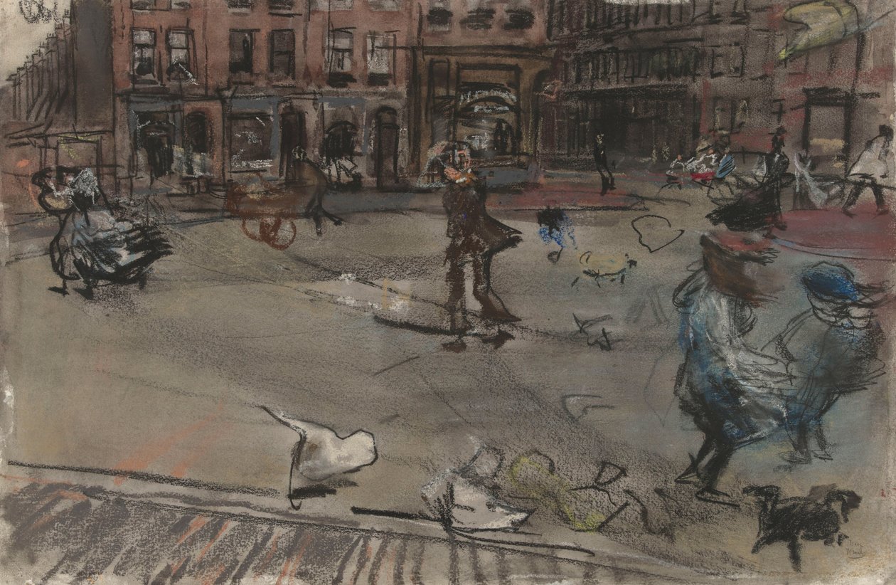 Windstoß auf dem Dapperplein in Amsterdam von Isaac Israels