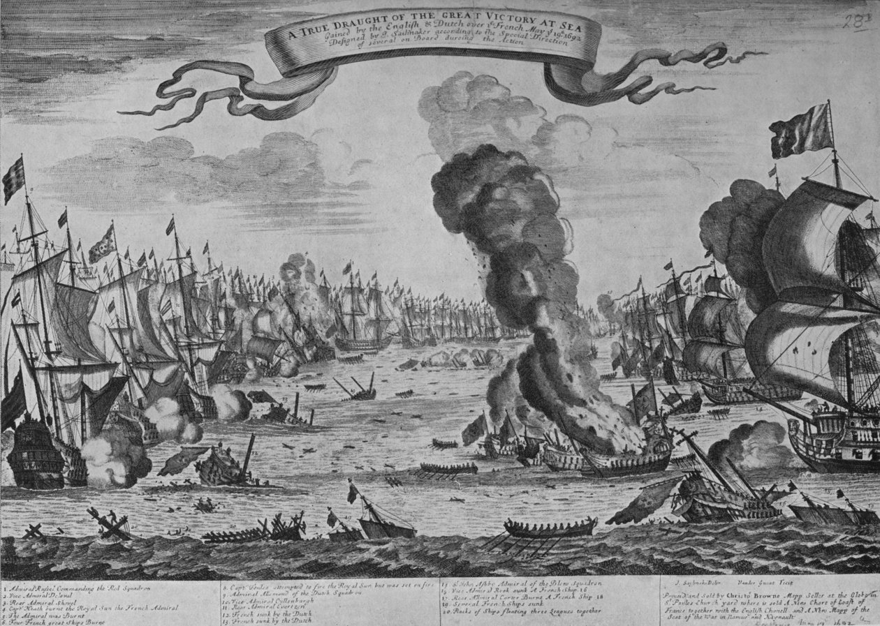 Die Schlacht von Barfleur, um 1695, 1924 von Isaac Sailmaker