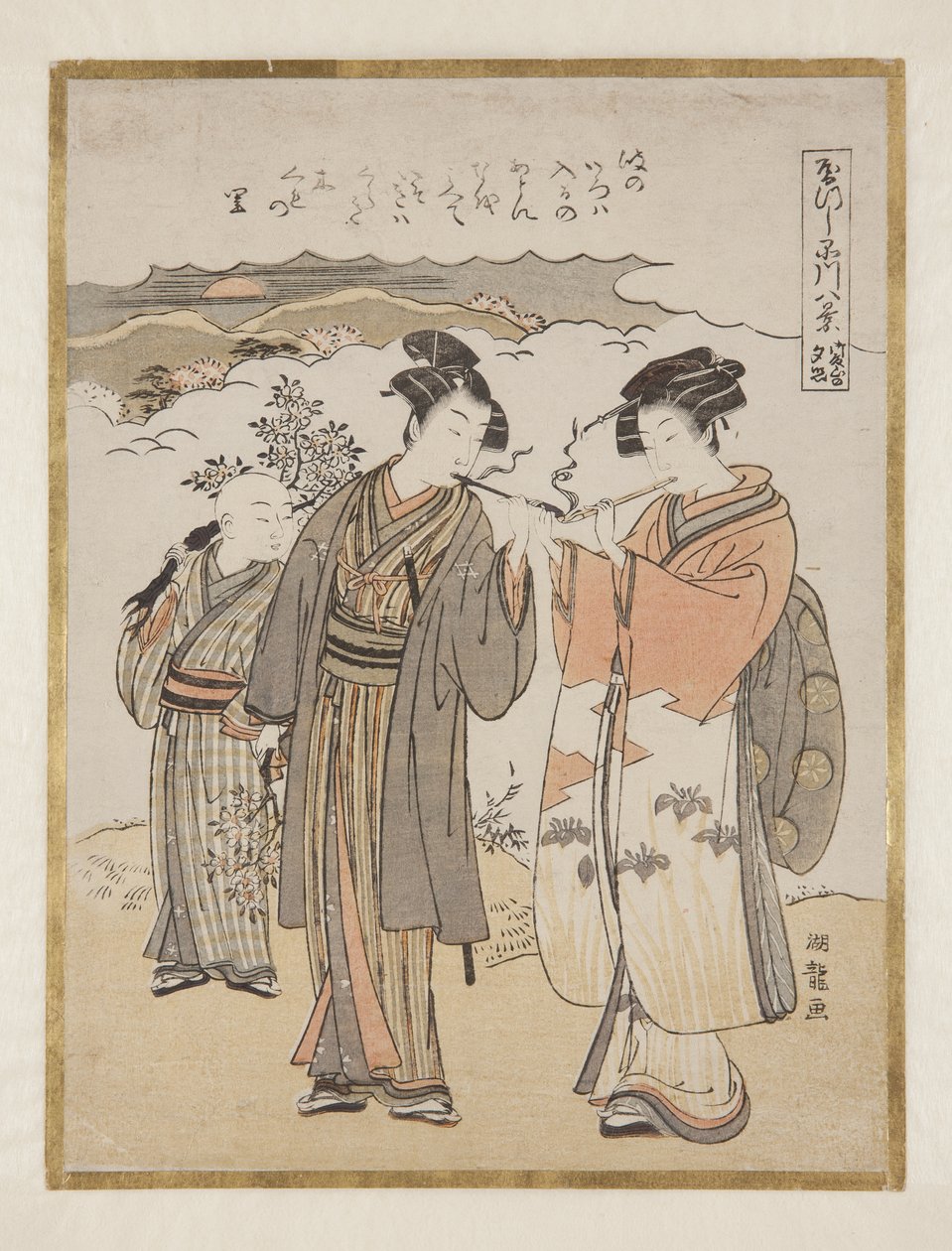 Sonnenuntergang in Kawari von Isoda Koryusai