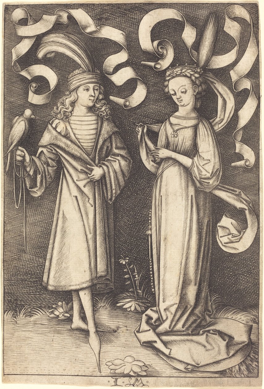 Der Falkner und die edle Dame von Israhel van Meckenem