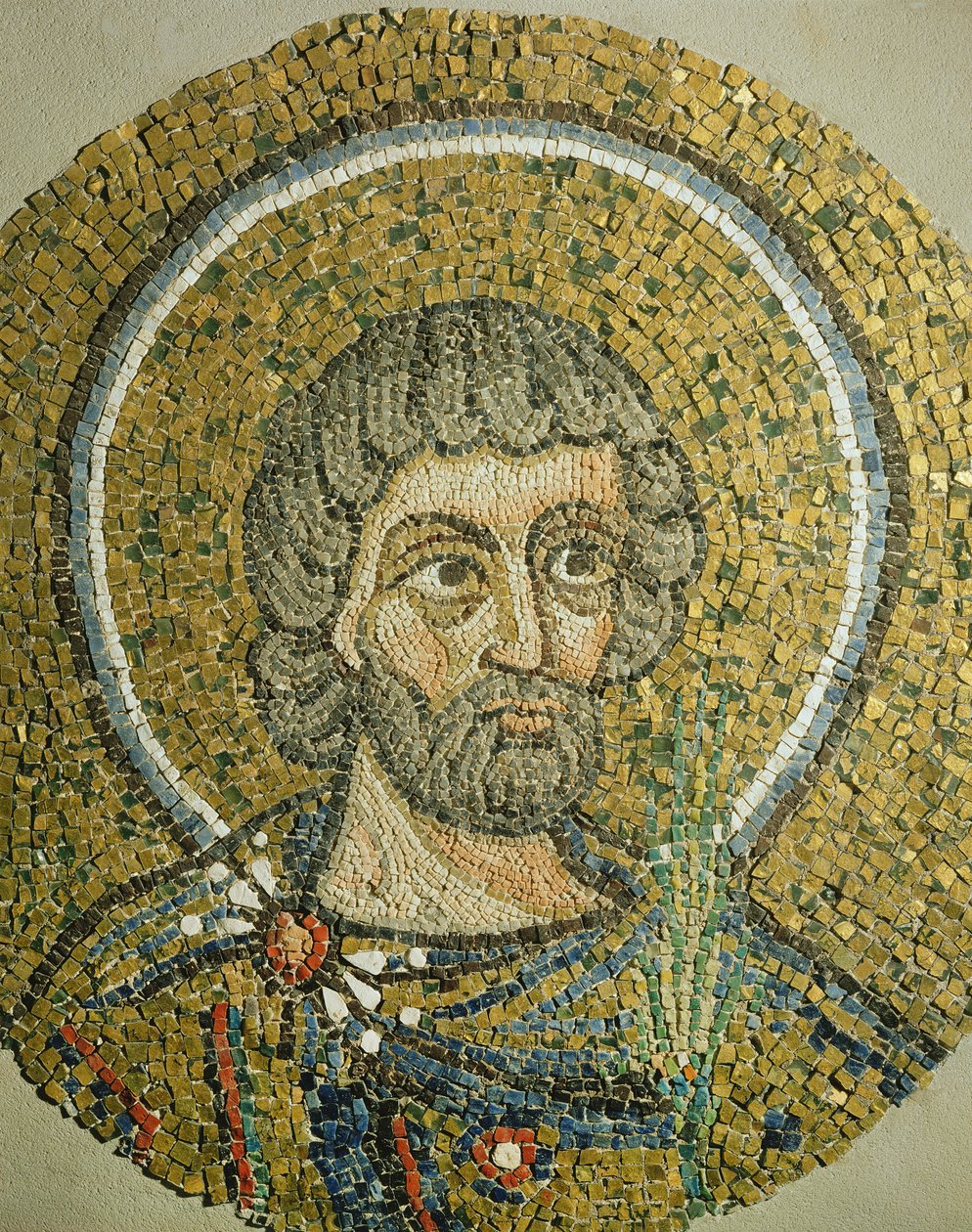 Heiliger Barbaziano: Fragment eines Mosaiks aus der Basilika Ursiana, der ehemaligen Kathedrale von Ravenna von Italian School