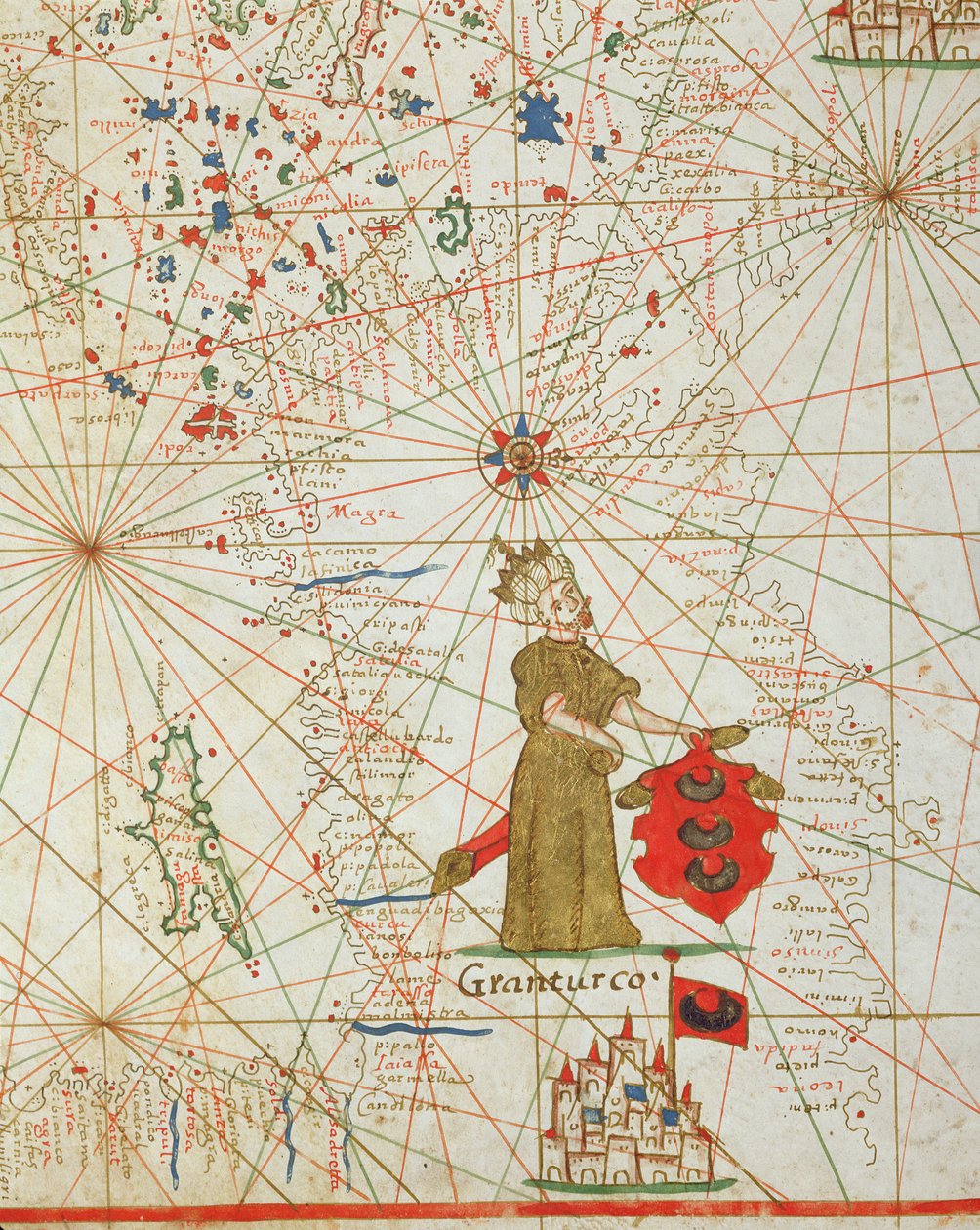 Das Osmanische Reich, aus einem nautischen Atlas, 1646 (Tinte auf Pergament) von Italian School
