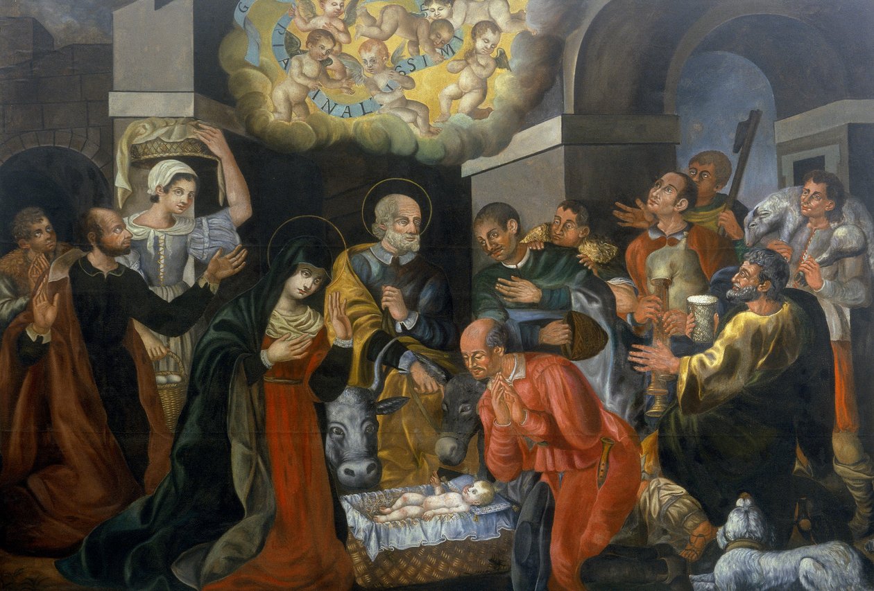 Die Geburt Christi und die Anbetung der Hirten von Italian School Italian School