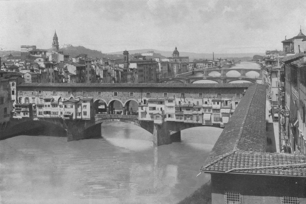 Florenz, Veduta dei tre Ponti (s/w Foto) von Italian Photographer