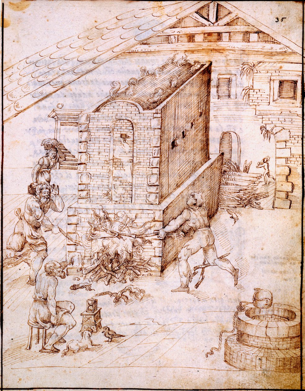 Brennen eines frühen Ofens, ca. 1630er von Italian School