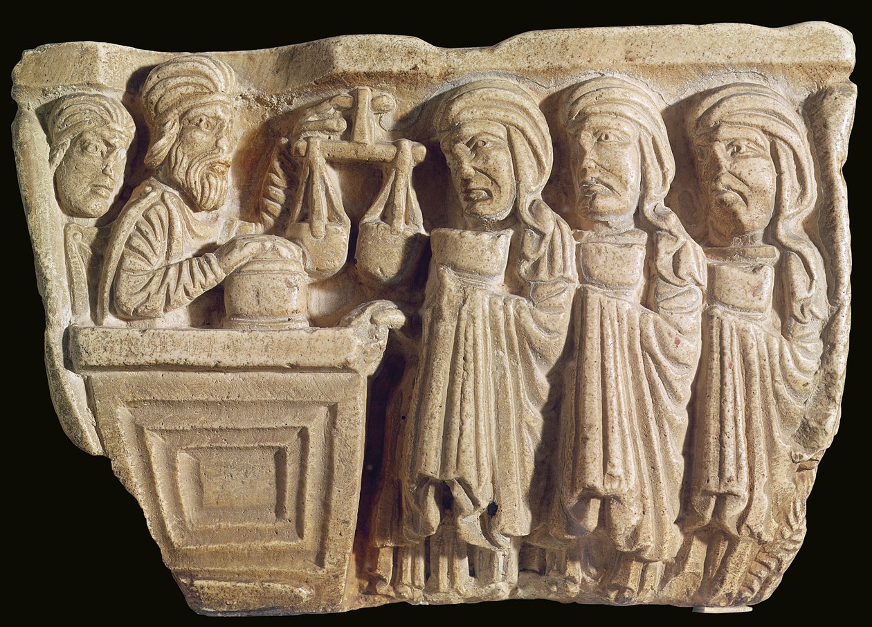 Brunnen, der einen Salbenverkäufer darstellt von Italian School