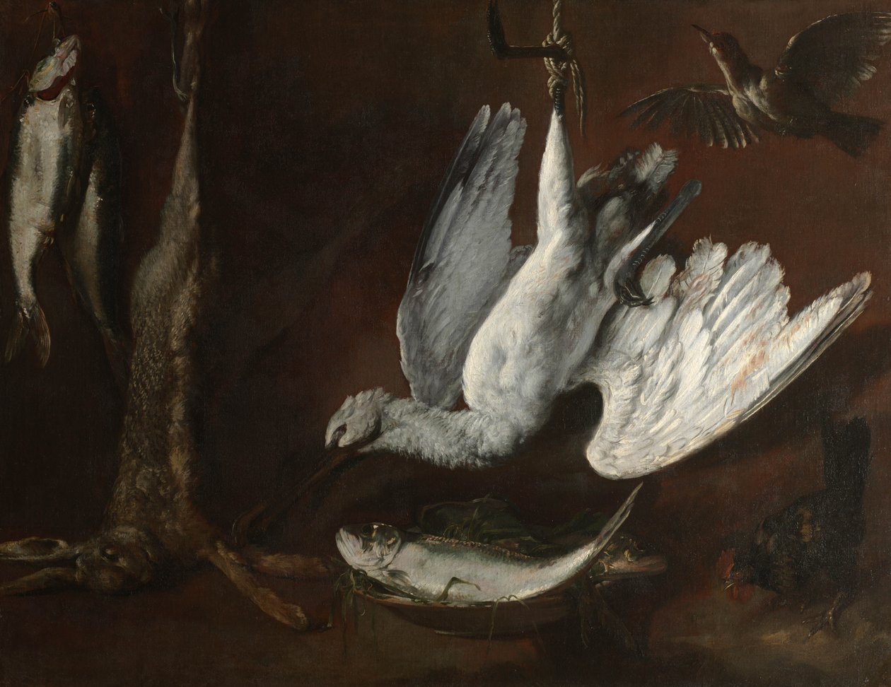 Hase, Löffler und Fisch, Mitte 1600er von Italian School
