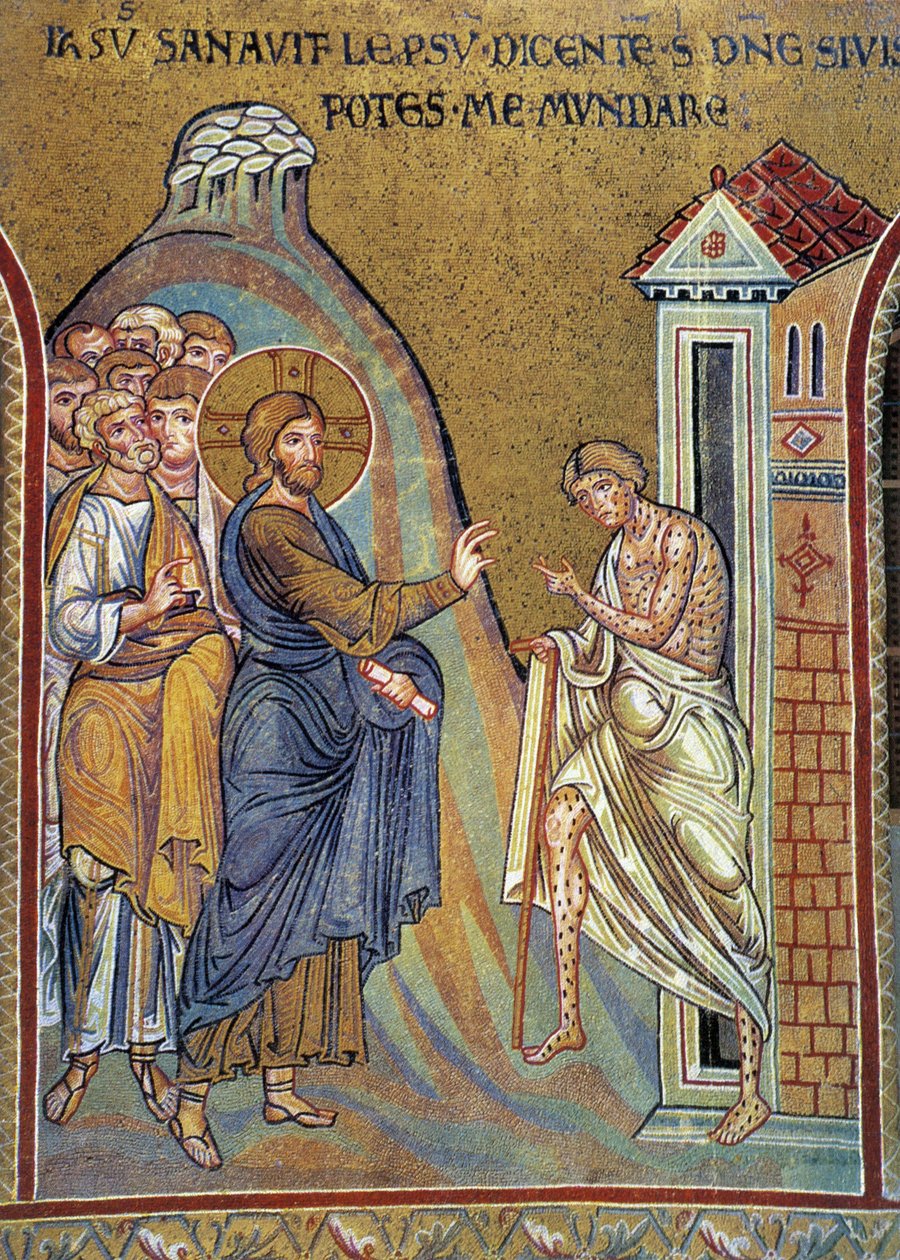 Heilung des Aussätzigen - Mosaik, Monreale, Italien von Italian School
