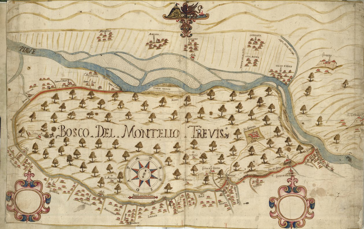 Montello, Karte, 18. Jahrhundert, Venetien, Italien von Italian School