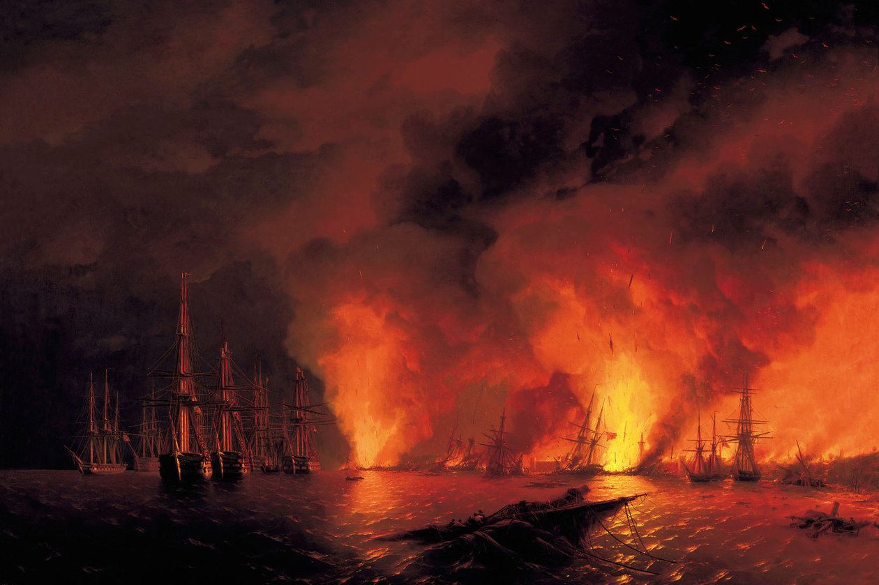 Die Schlacht von Sinop am 18. November 1853 (Nacht nach der Schlacht) von Ivan Konstantinovich Aivazovsky