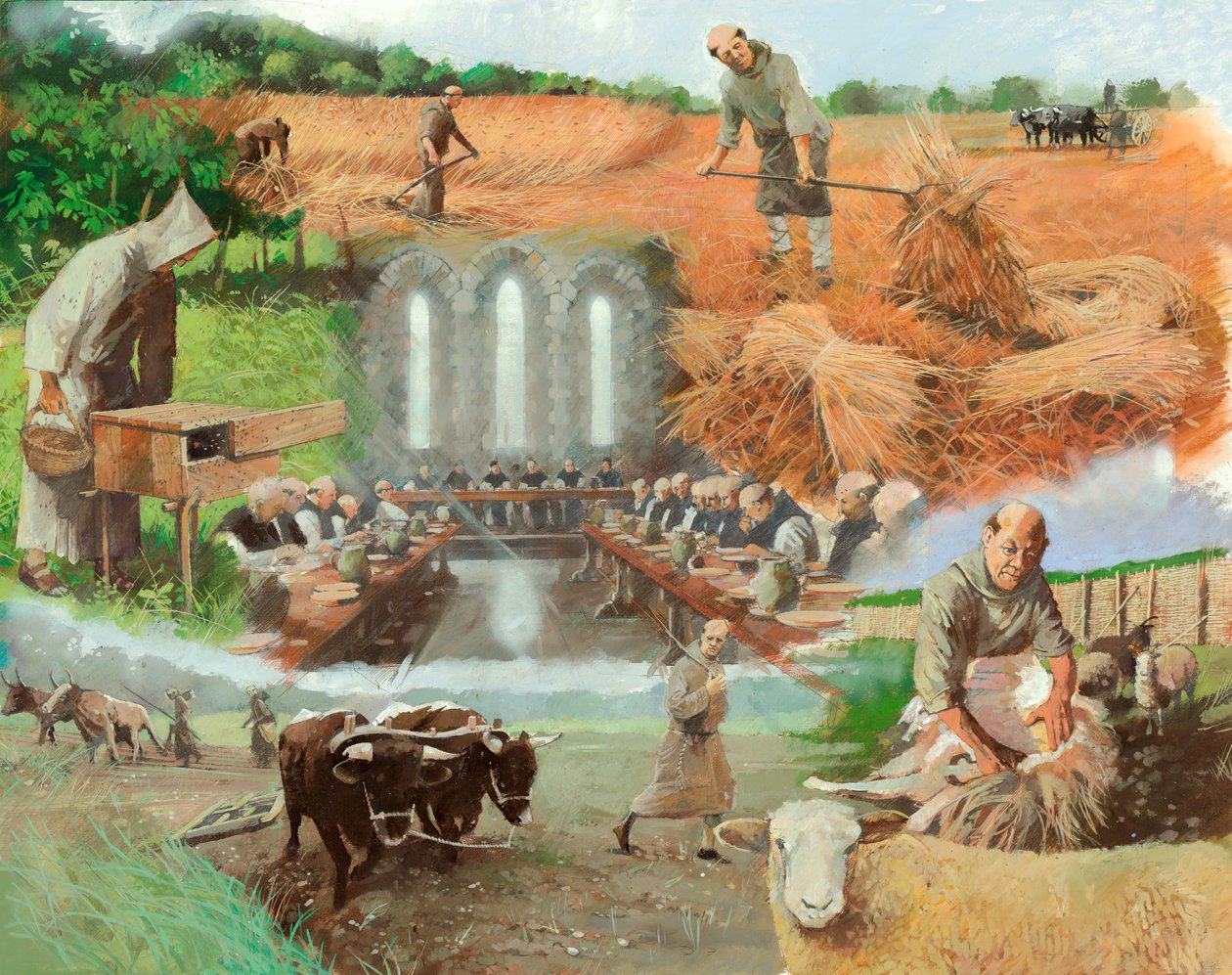 Mönche bei der Arbeit von Ivan Lapper