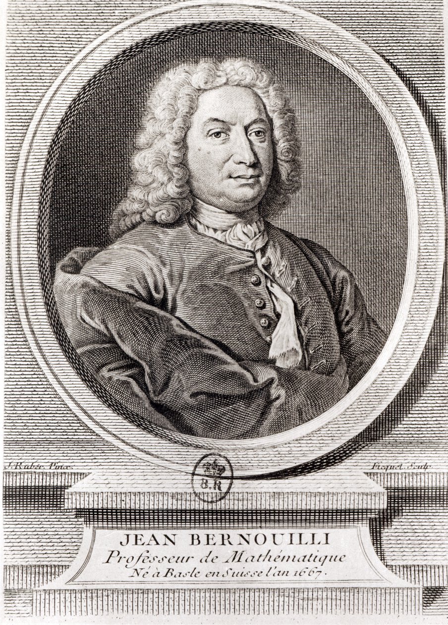 Porträt von Jean Bernoulli (1667-1748) graviert von Étienne Ficquet (1719-94) von J. Ruber