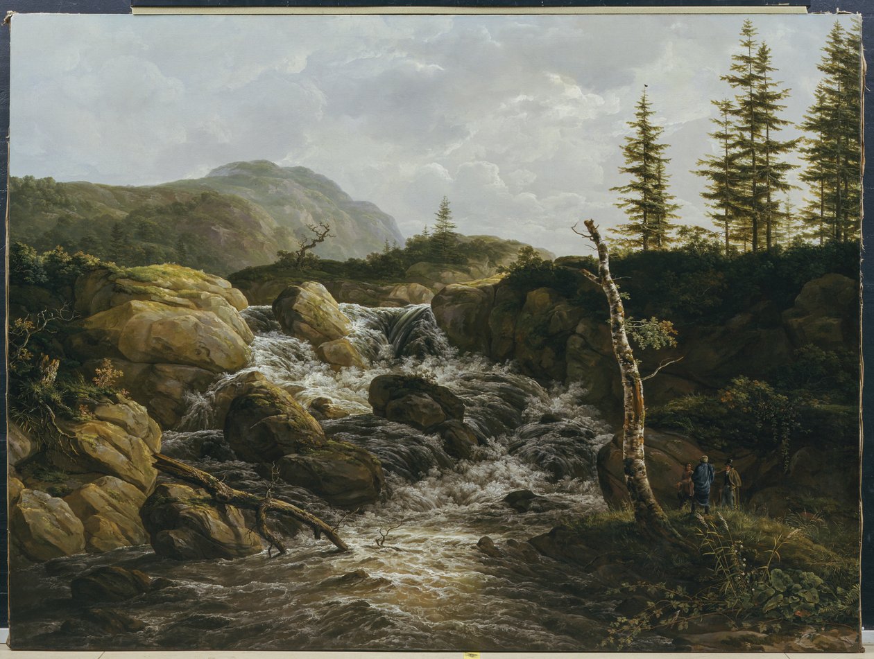 Gebirgslandschaft mit Wasserfall, Norwegen von Johan Christian Dahl