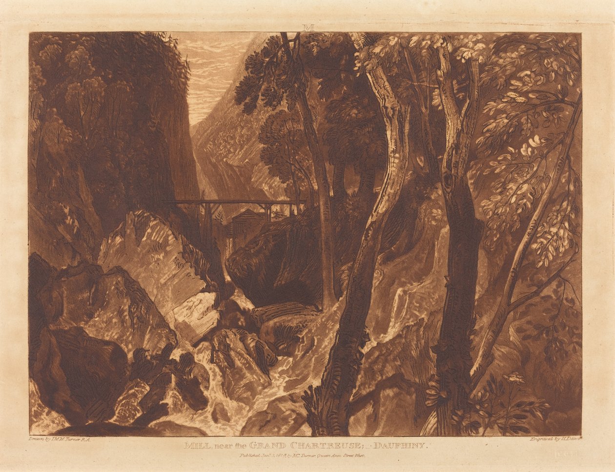 Mühle nahe der Grande Chartreuse, veröffentlicht 1816 von Joseph Mallord William Turner