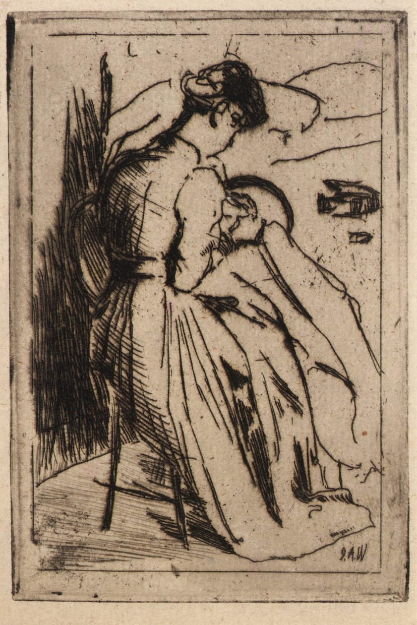 Frau beim Sticken von J. Alden Weir