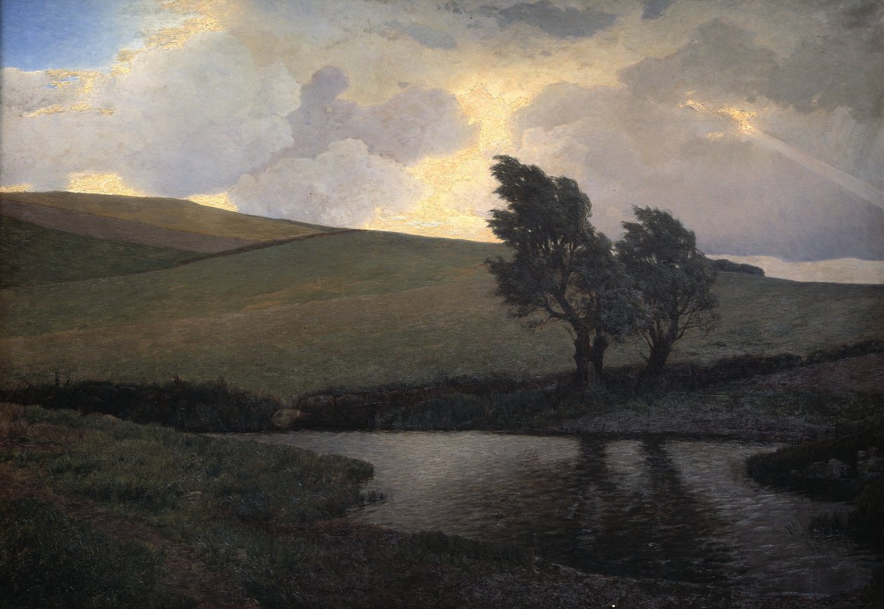 Regnerische Landschaft. Jægerspris, Seeland von J. Bentzen Bilkvist