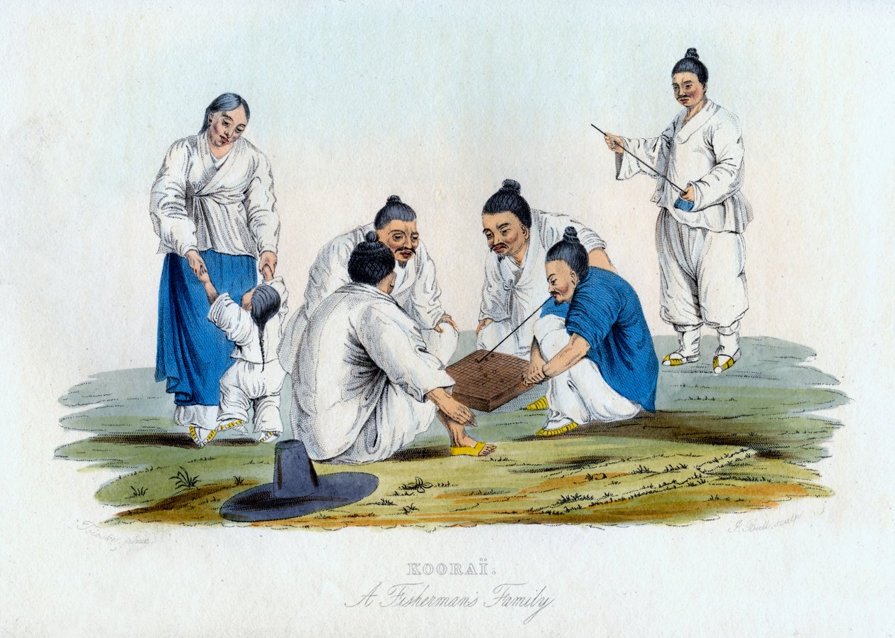 Koorai, eine Fischerfamilie, 1848 von J. Bull