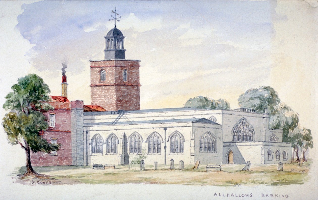 All Hallows-by-the-Tower Kirche, London, um 1840 von J Cooke