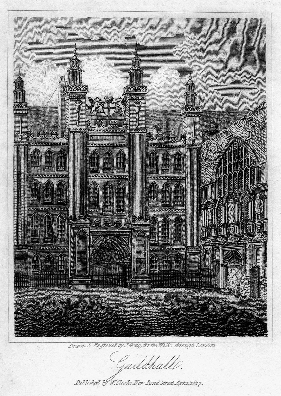 Guildhall, City of London, 1817 von J. Greig