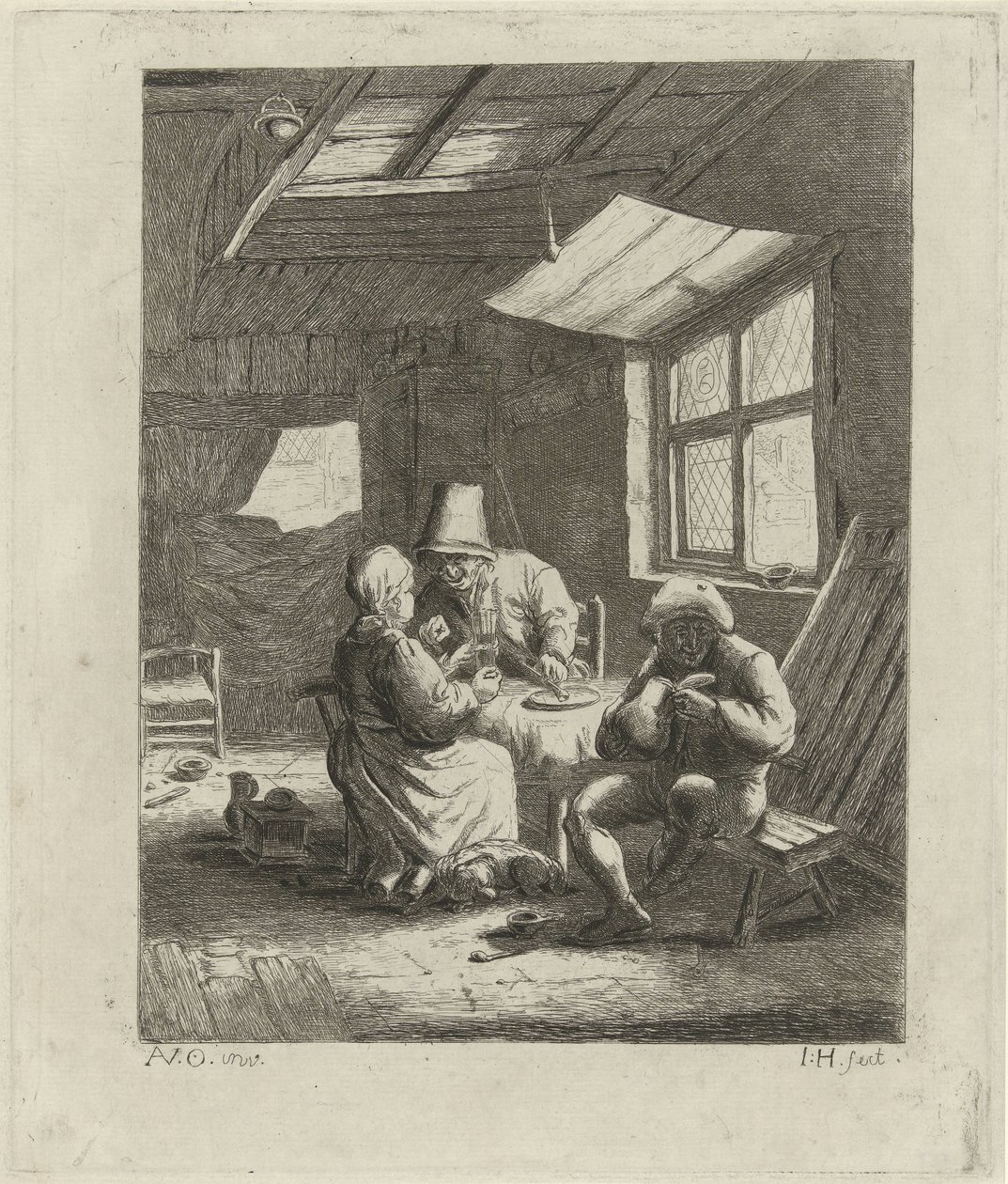 Bauerninterieur (erste Version) von Jabes Heenck