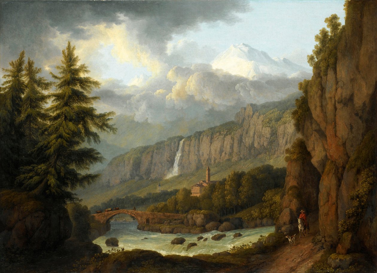 Ansicht von Giornico vom St. Gotthardpass von Jacob Philipp Hackert