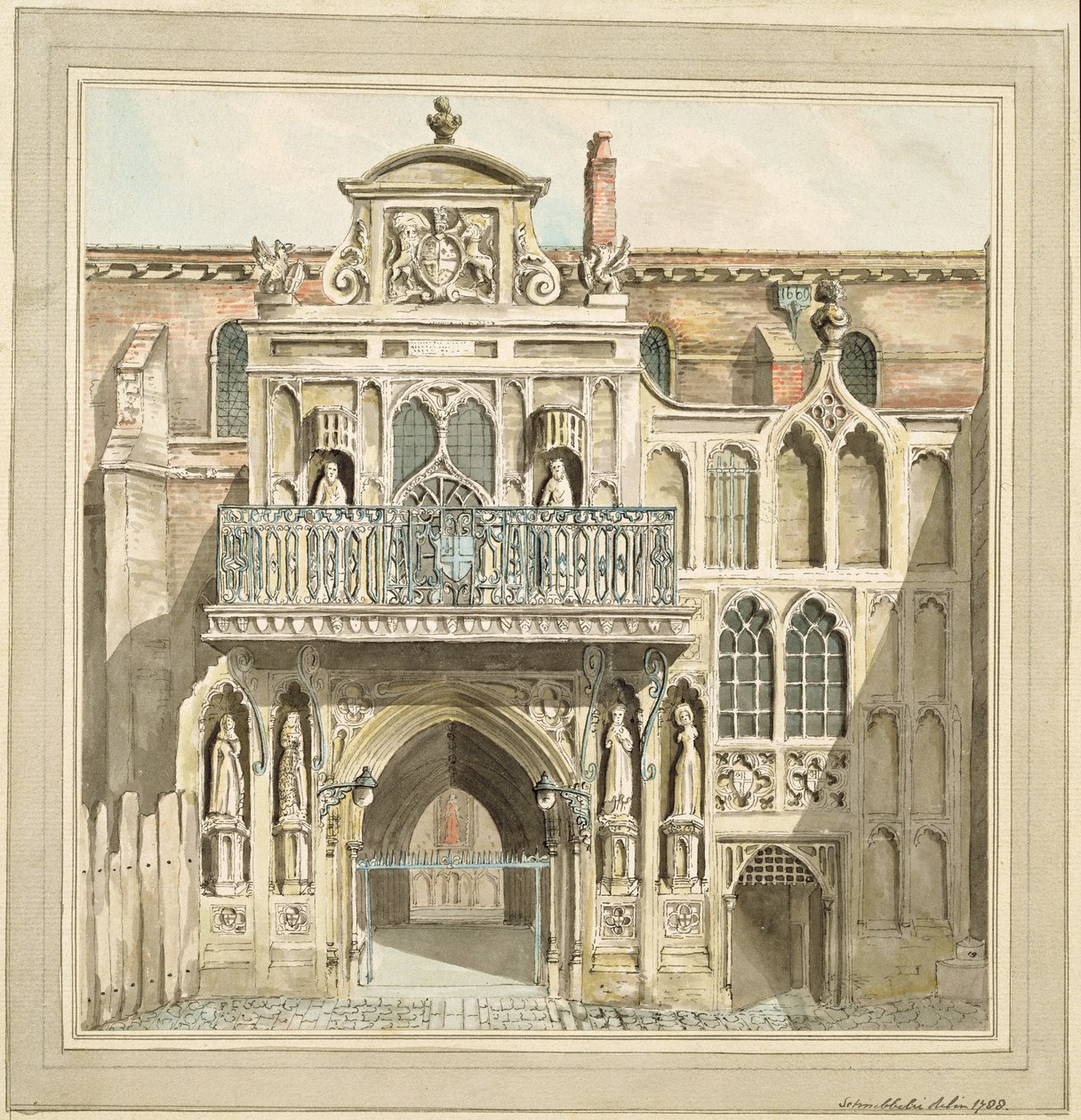 Die alte Fassade der Guildhall, City of London, 1788 von Jacob Schnebbelie