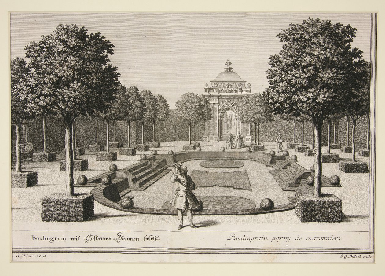 Gartenszene: Boulingraine mit italienischen Bäumen von Jacob Gottlieb Thelot