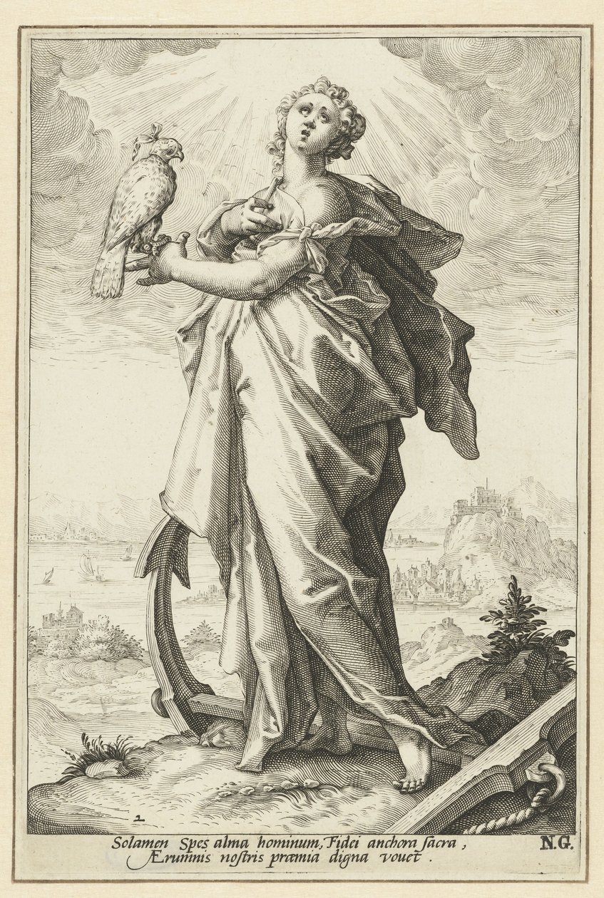 Hoffnung (Spes) (Die Tugenden) von Jacob Matham (attributed to)