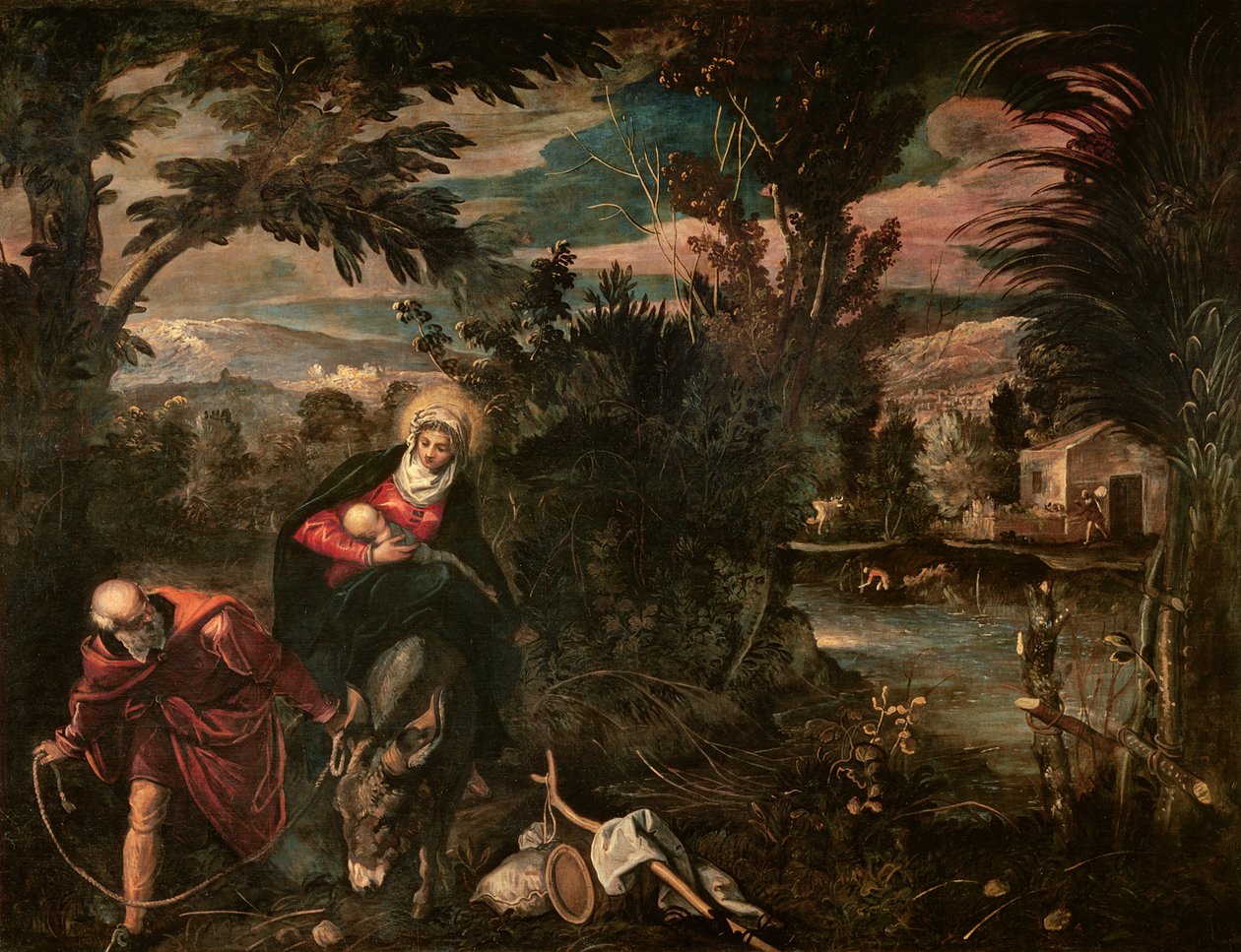 Die Flucht nach Ägypten, ca. 1575-77 von Jacopo Robusti Tintoretto