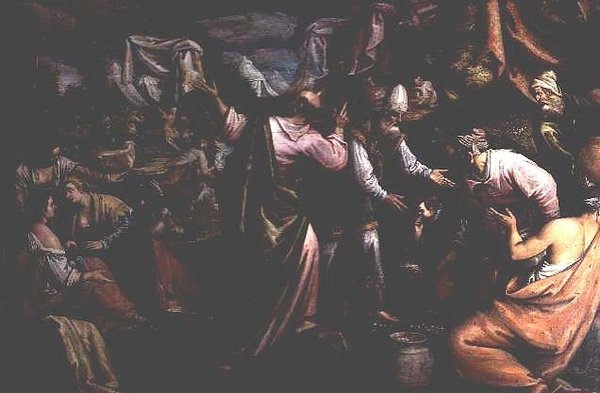 Manna in der Wüste von Jacopo Bassano