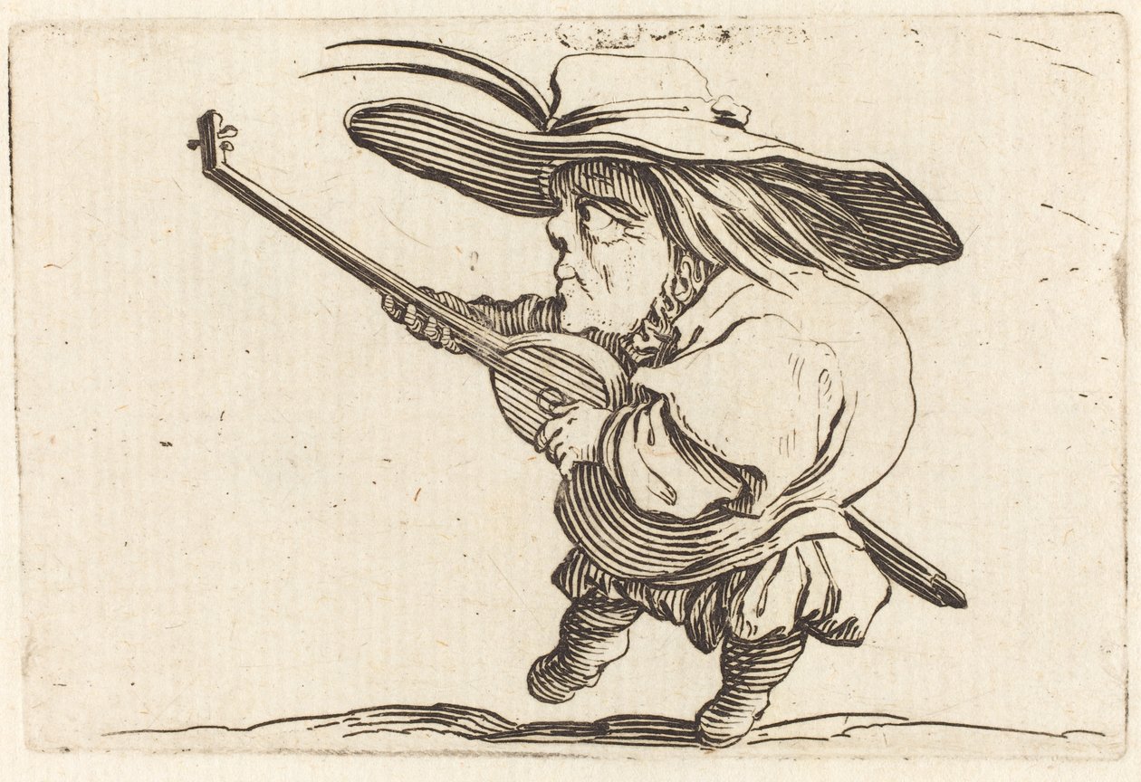 Der Lautenspieler, ca. 1622 (Radierung und Gravur) von Jacques Callot