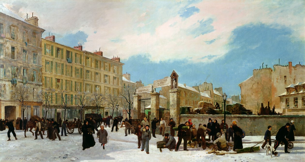 Belagerung von Paris. Ein Hof für Brennholz, Boulevard de Montparnasse, Januar 1871 von Jacques Guiaud