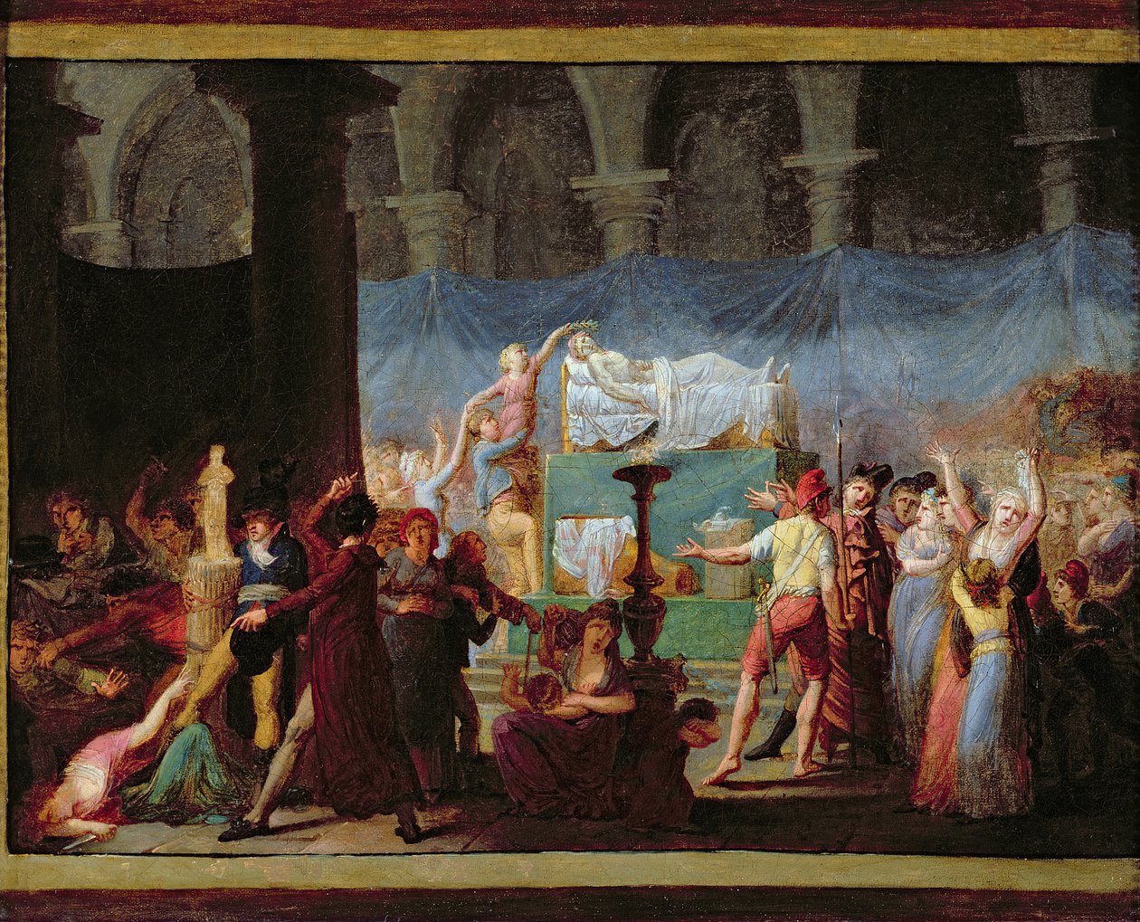Das Begräbnis von Marat in der alten Kirche der Cordeliers, 16. Juli 1793 von Jacques Louis David