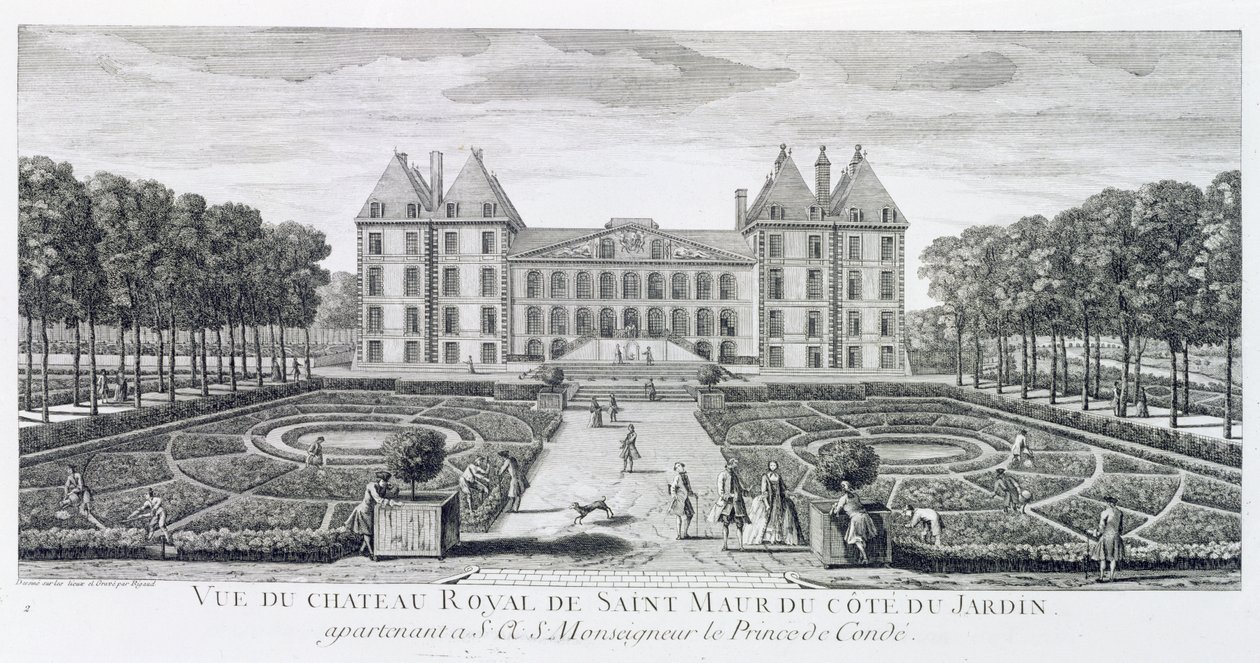 Ansicht des königlichen Schlosses von Saint Maur von der Gartenseite von Jacques Rigaud