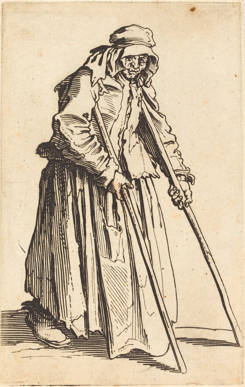 Bettlerin mit Krücken, ca. 1622 von Jacques Callot