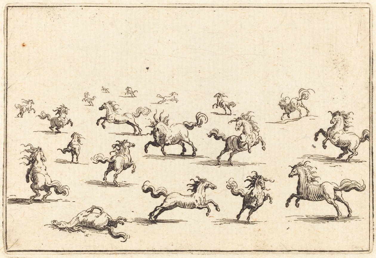 Pferde im Galopp von Jacques Callot