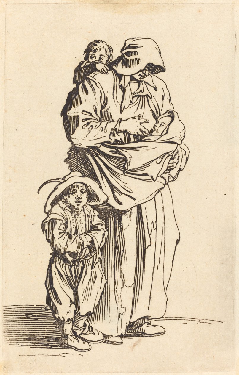 Mutter und drei Kinder von Jacques Callot