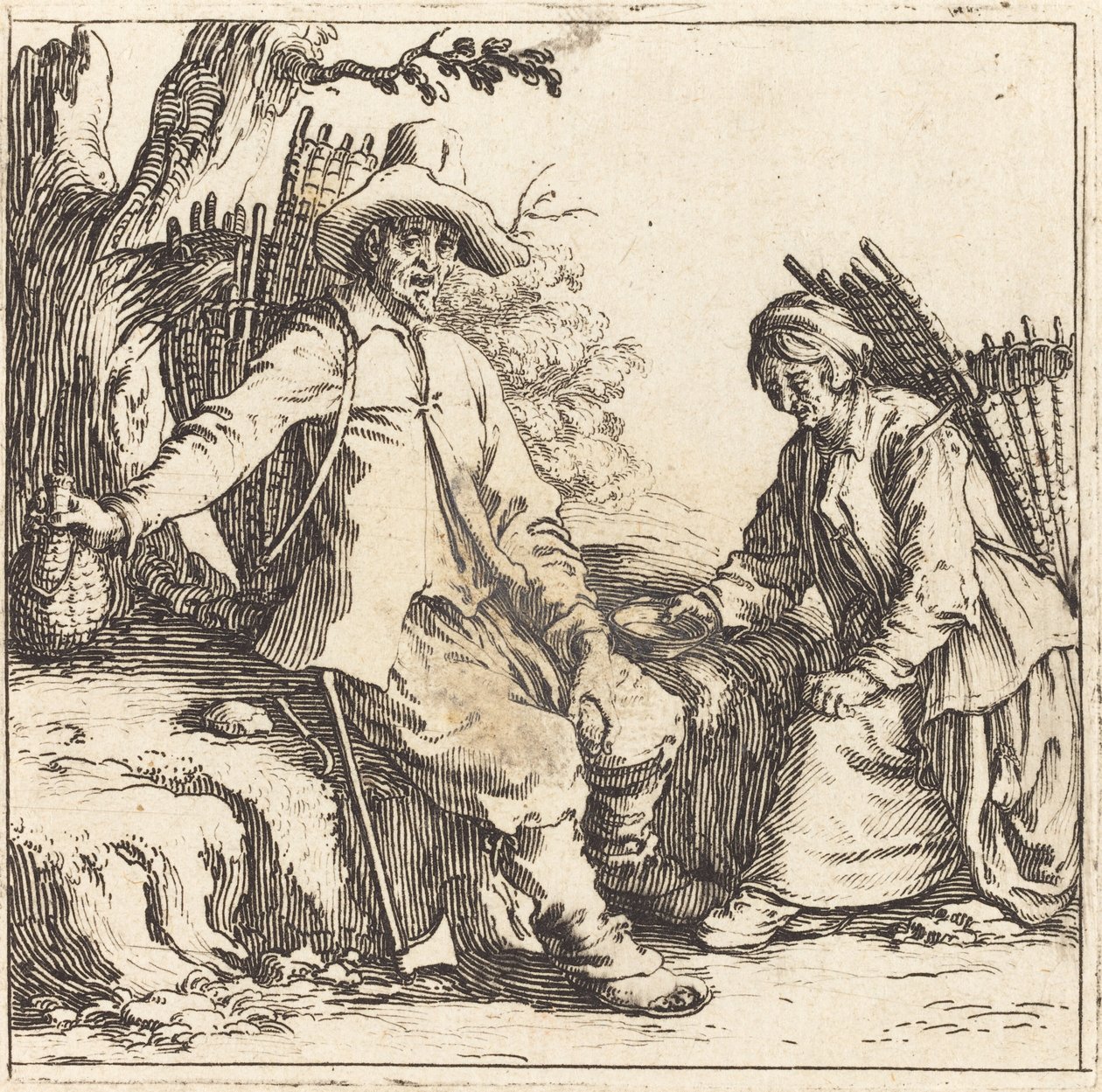 Bauernpaar bei der Rast von Jacques Callot