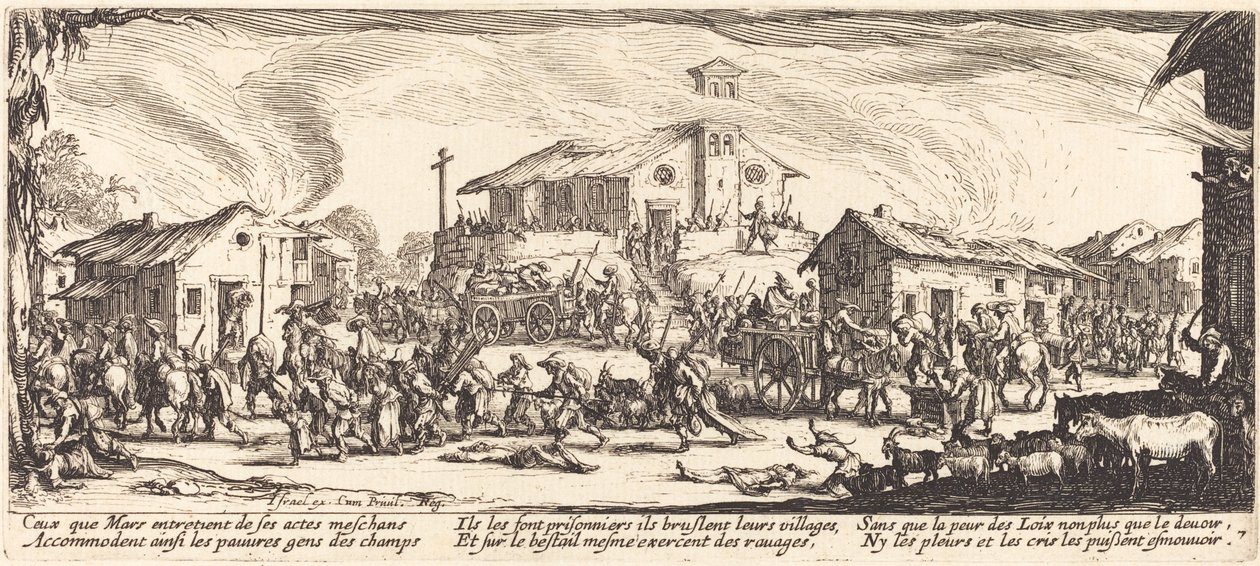 Plünderung und Brand eines Dorfes von Jacques Callot