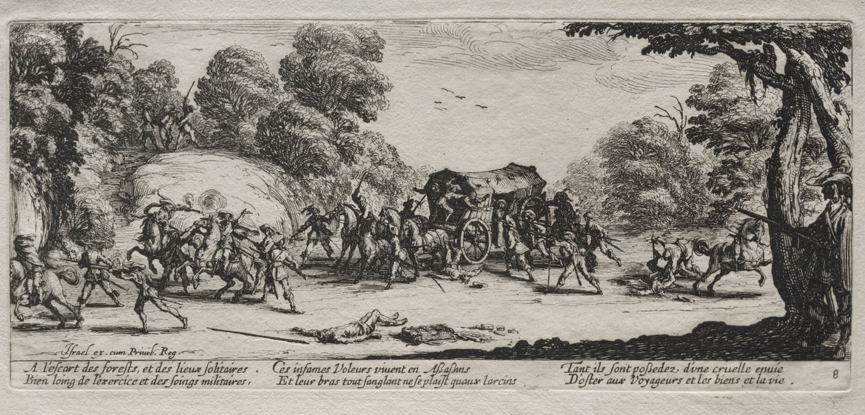 Die Leiden des Krieges: Straßenraub, 1633 von Jacques Callot