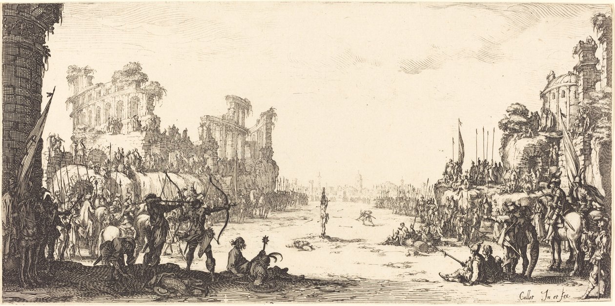 Das Pfeilwunder (Heiliger Sebastian) von Jacques Callot