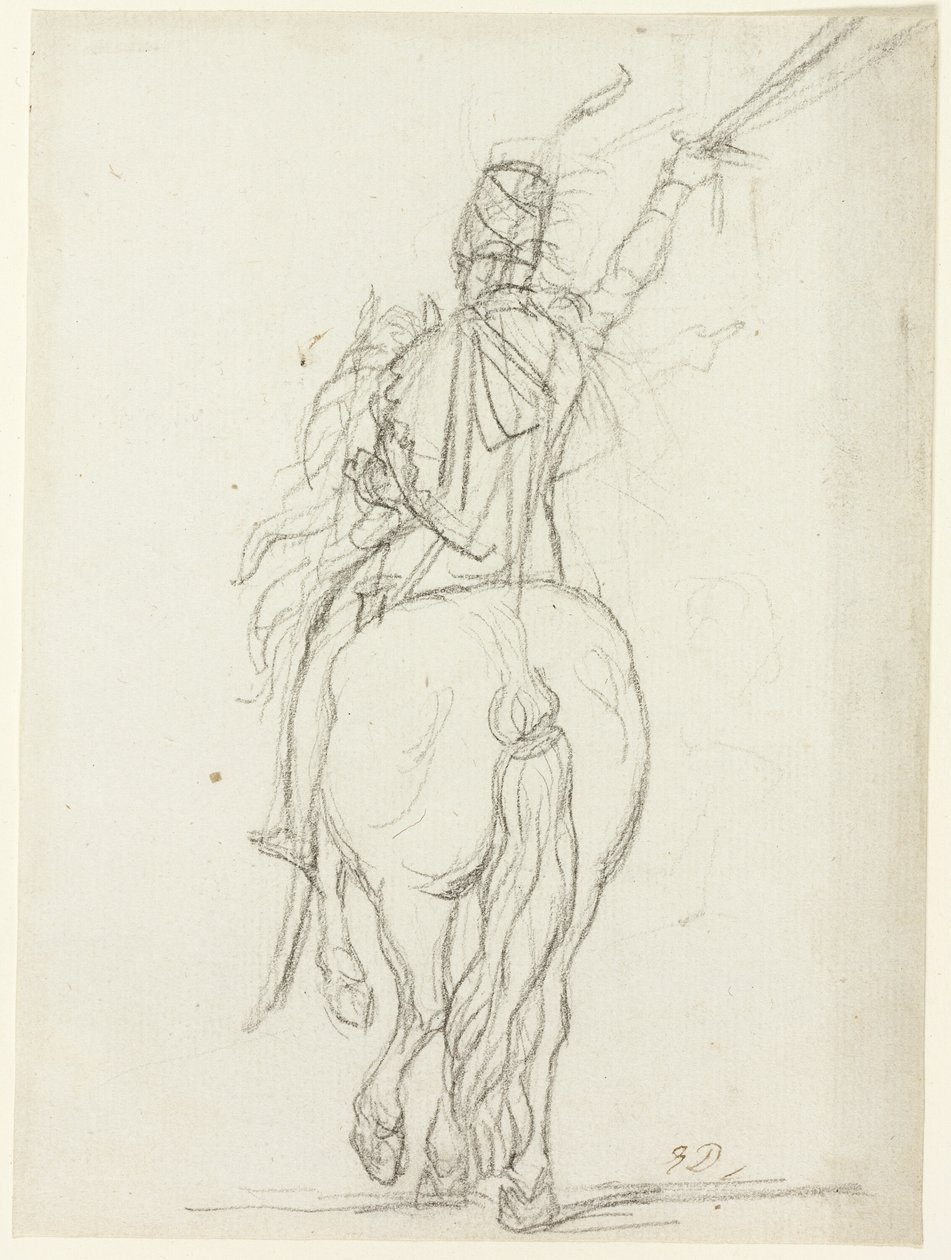 Berittener Offizier von hinten von Jacques Louis David