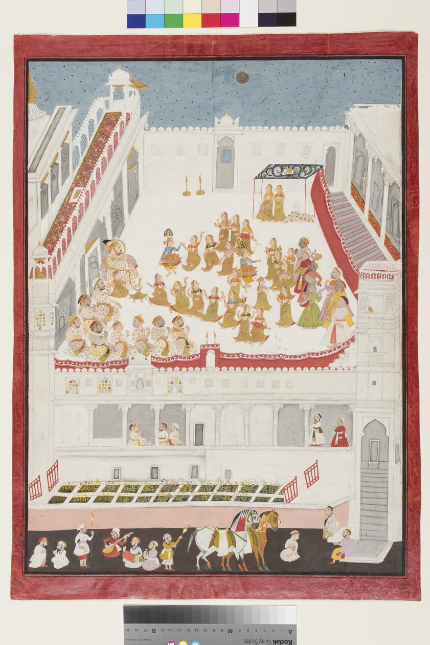 Die Geschichte von Krishna vor Maharana Jagat Singh II aufgeführt, 1736 von Jai Ram