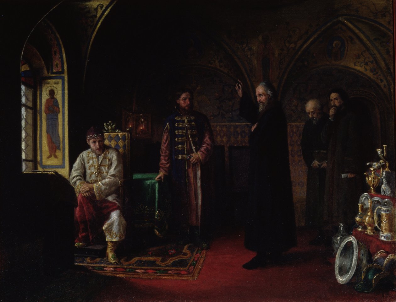 Metropolit Philipp von Moskau (1507-90) mit Zar Iwan dem Schrecklichen (1530-84) von Jakov Prokopyevich Turlygin