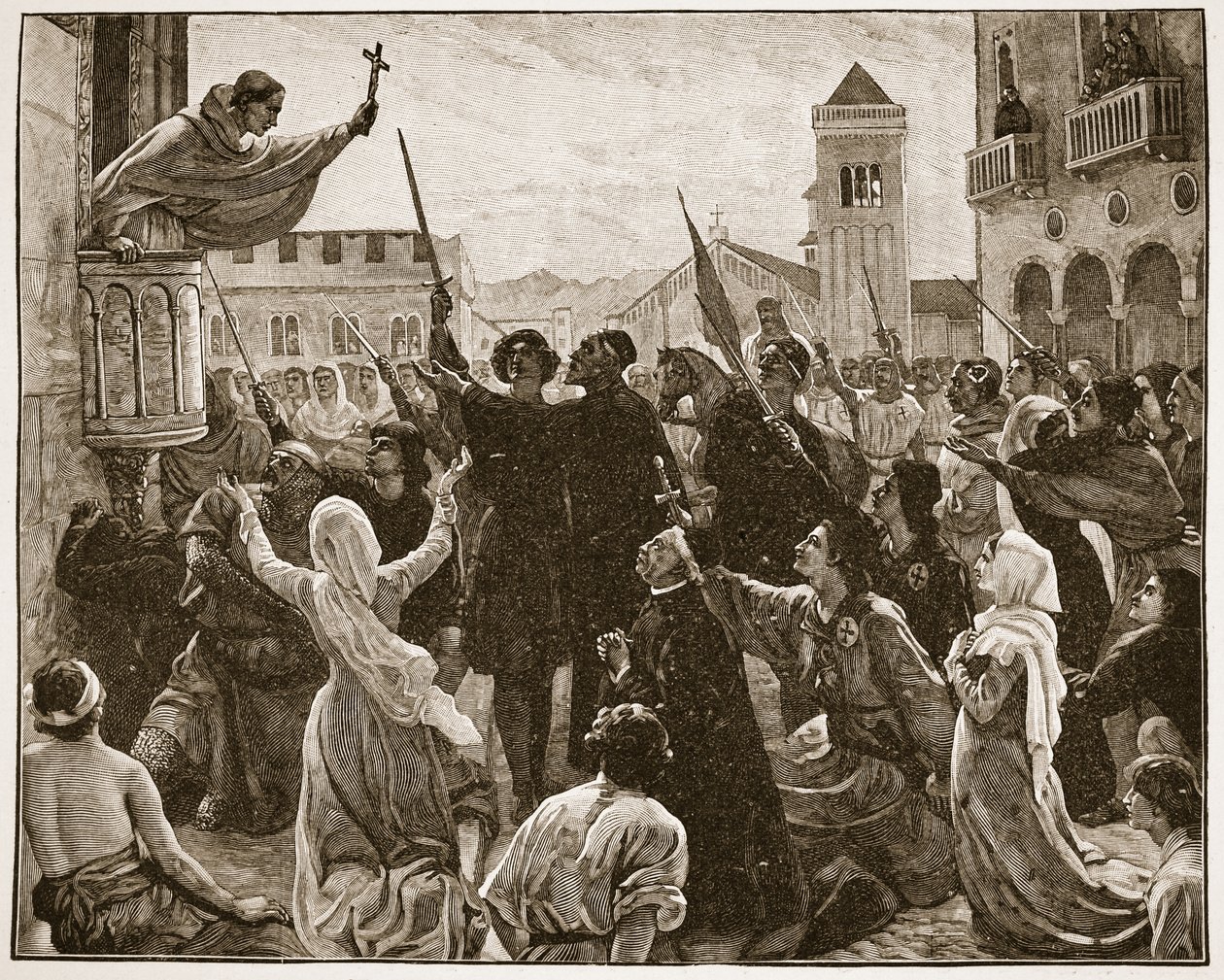 St. Bernhard predigt den zweiten Kreuzzug, Illustration aus 