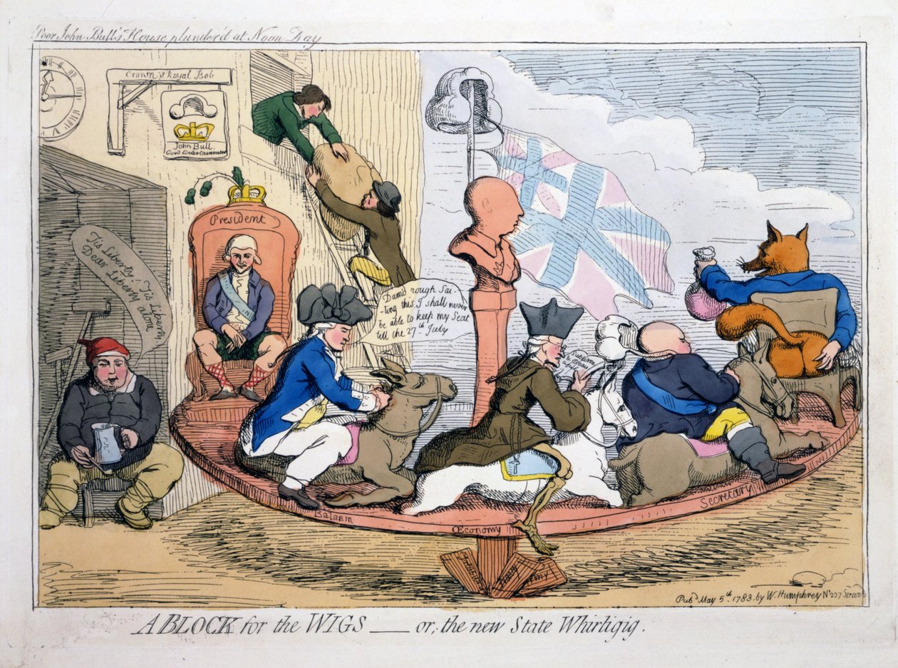 Ein Block für die Perücken oder das neue Staatskarussell von James Gillray