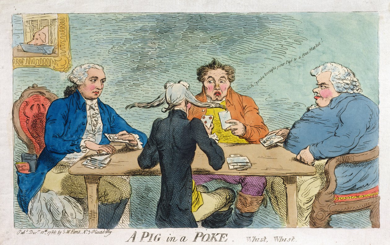 Ein Schwein im Sack, veröffentlicht von S.W. Fores im Jahr 1788 von James Gillray