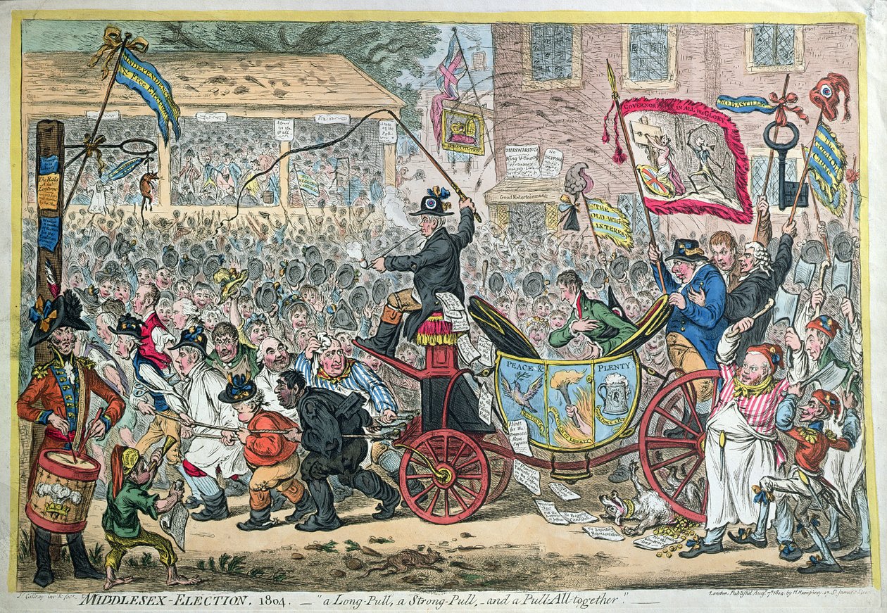 Middlesex-Wahl, 1804, oder Ein langer Zug, ein starker Zug und ein gemeinsamer Zug, veröffentlicht von Hannah Humphrey, 1804 von James Gillray