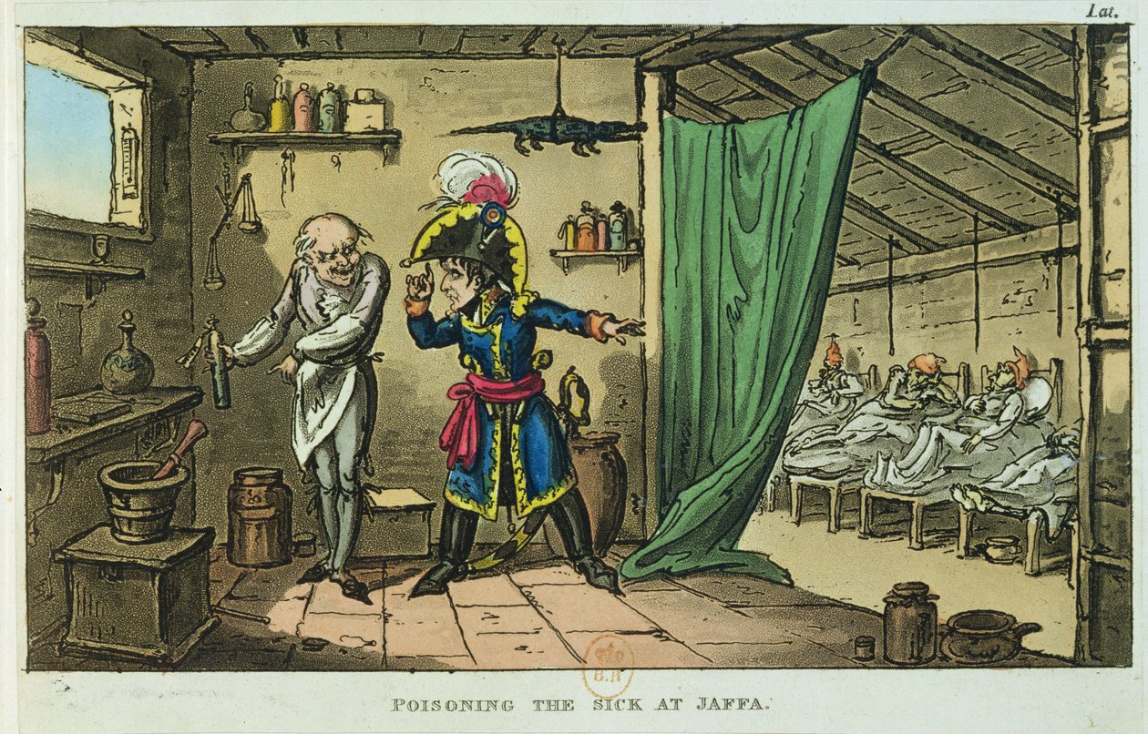 Napoleon Bonaparte (1769-1821) vergiftet die Kranken in Jaffa, 1799 von James Gillray