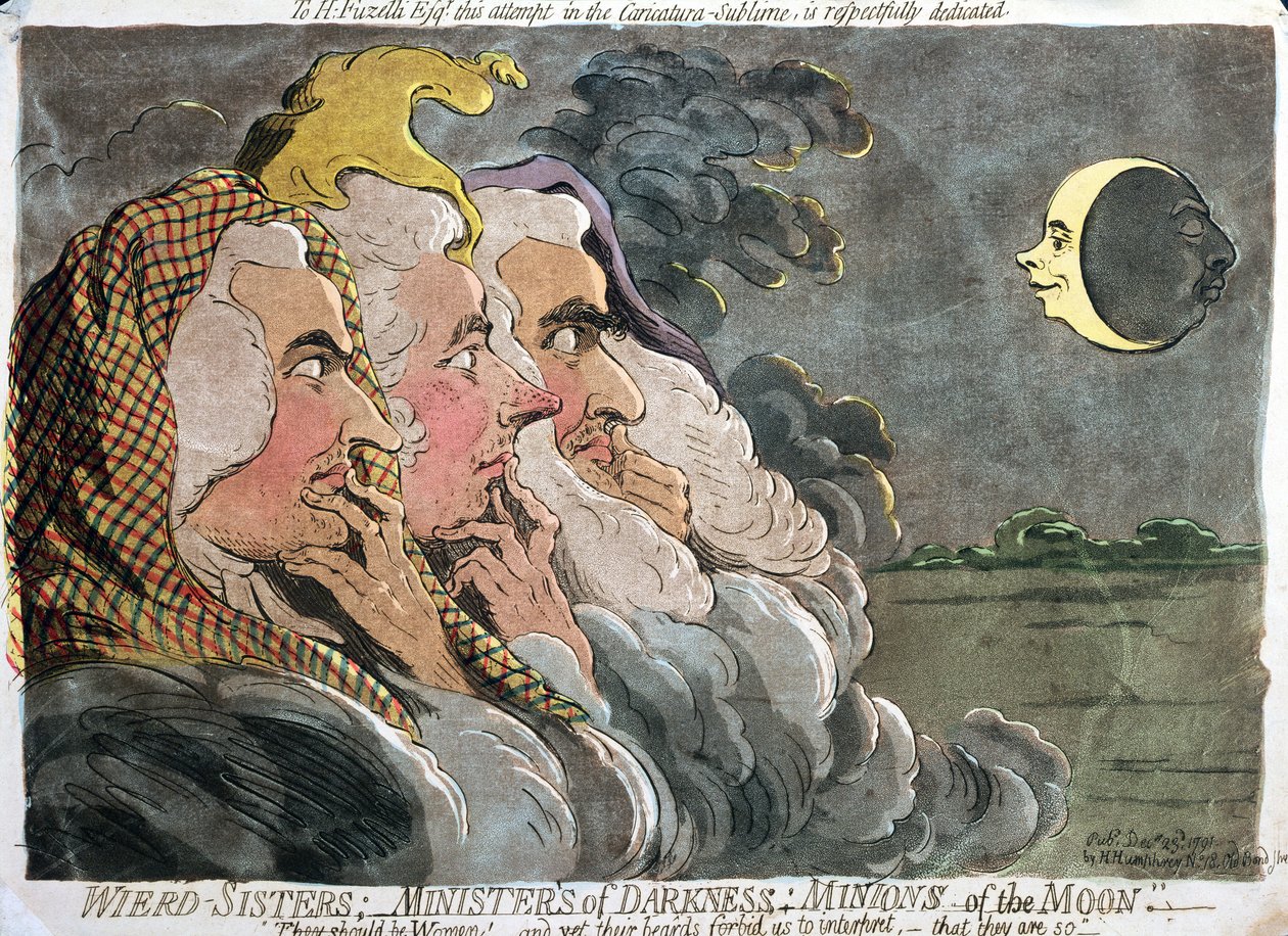 Seltsame Schwestern; Minister der Dunkelheit; Diener des Mondes, veröffentlicht von Hannah Humphrey, 1791 von James Gillray